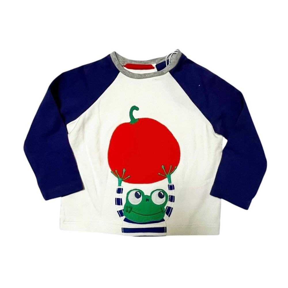 Baby Boden Pumpkin Frog Appliqué Shirt Size 9-12m